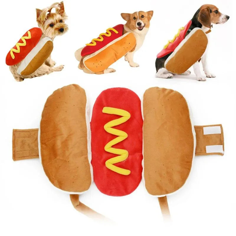 Hot Dog Shaped Dog Costume Halloween Pet Apparel-