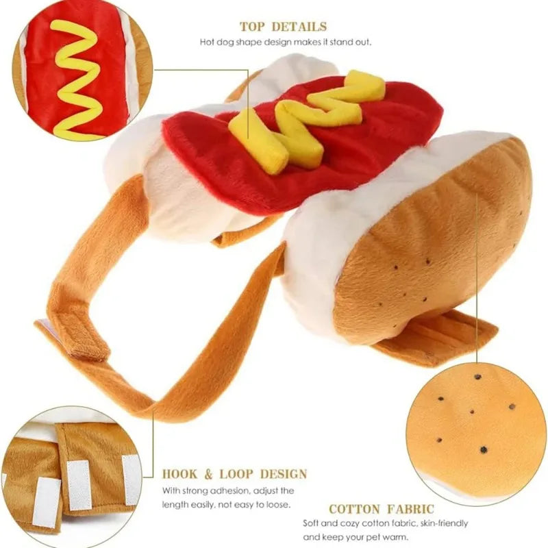 Hot Dog Shaped Dog Costume Halloween Pet Apparel-