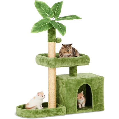 31.5" Cat Tree with Leaves for Indoor Cats