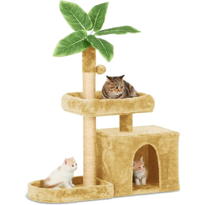 31.5" Cat Tree with Leaves for Indoor Cats