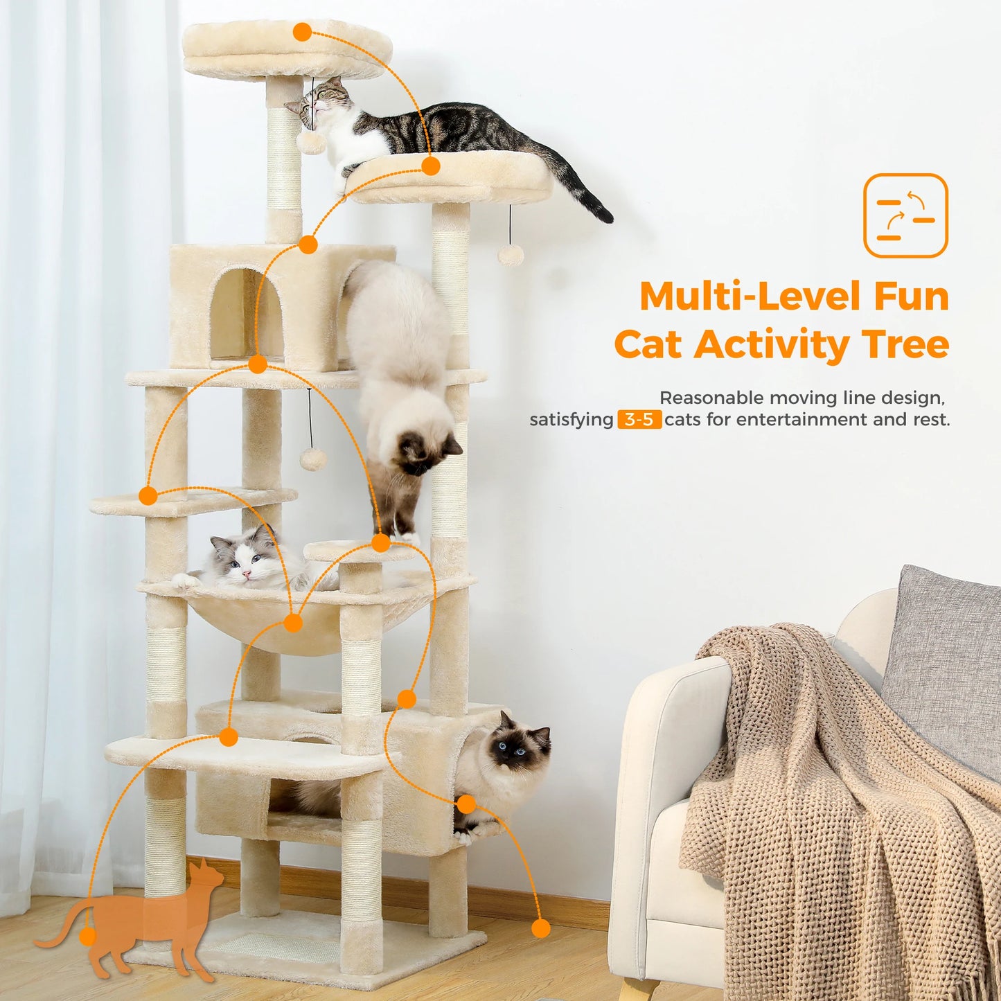 184cm Cat Tree for Indoor Cats