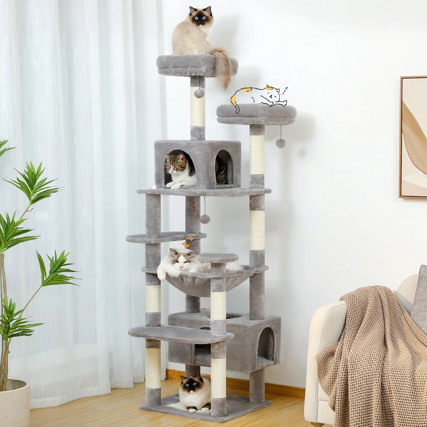 184cm Cat Tree for Indoor Cats