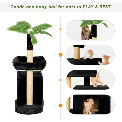 31.5" Cat Tree with Leaves for Indoor Cats